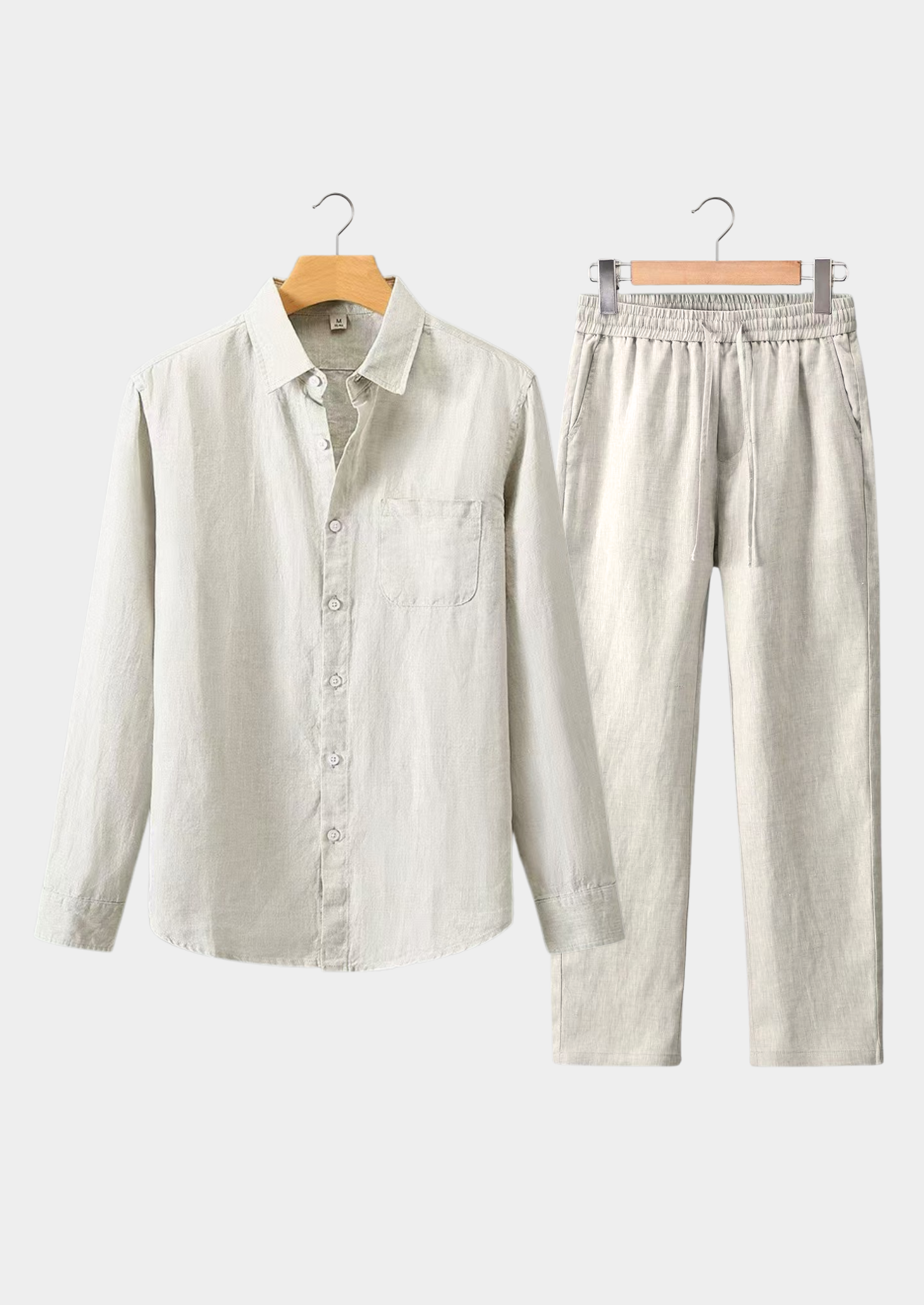 Men's Dolcevita Linen Long Sleeve Summer Set – Beige