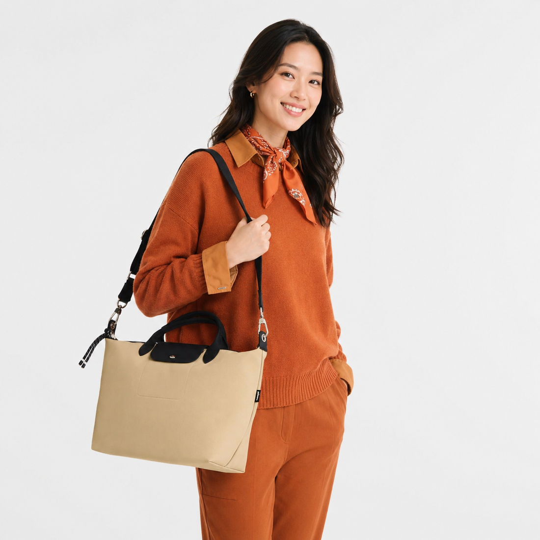 Le Pliage Energy L Top Handle Crossbody Bag Clay