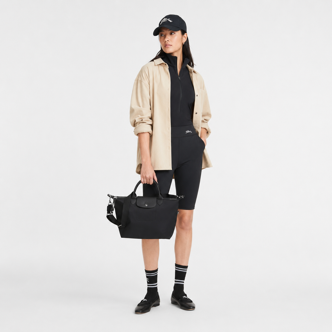 Le Pliage Energy L Top Handle Crossbody Bag Black