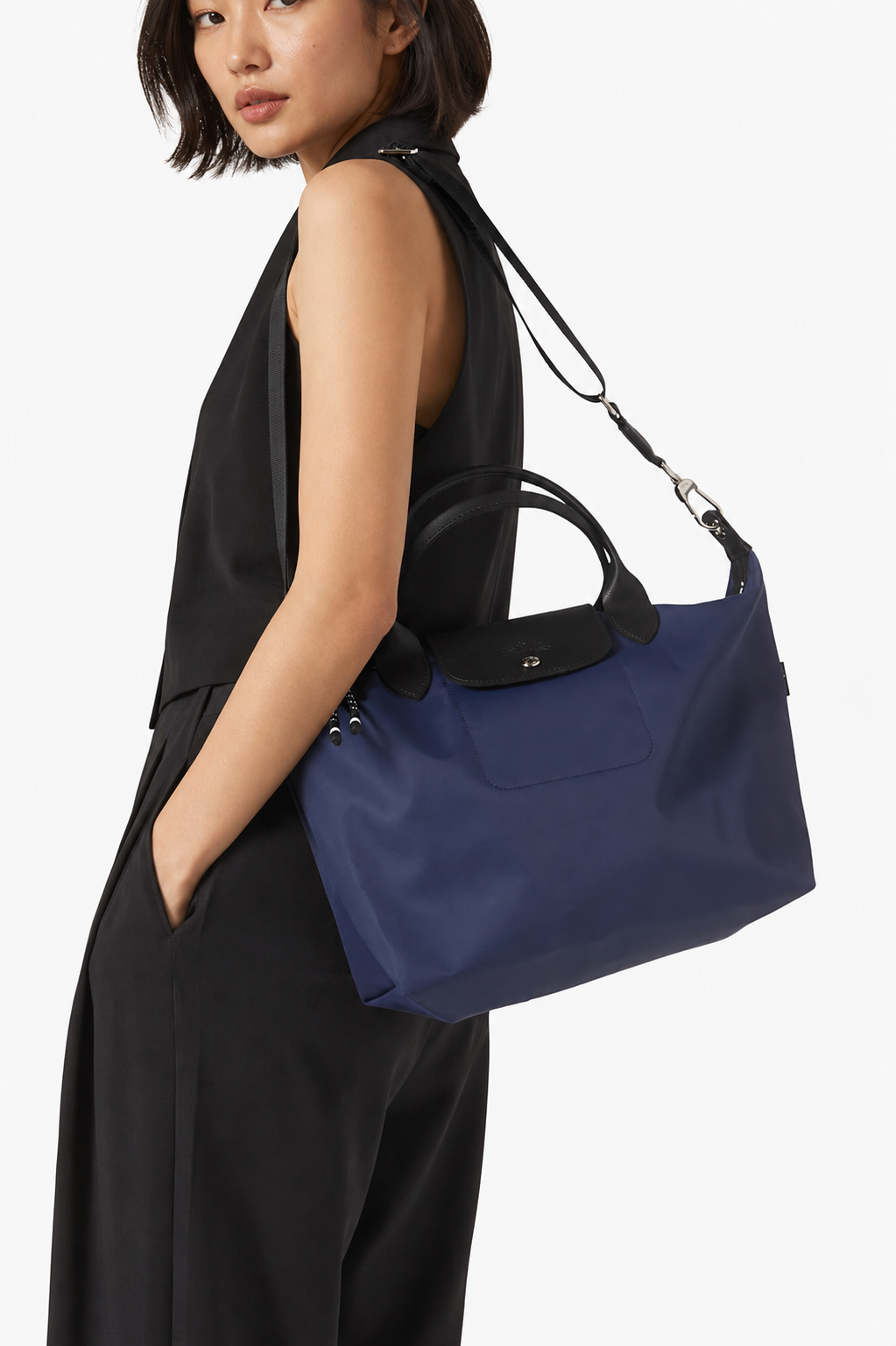 Le Pliage Energy L Top Handle Crossbody Bag Ink Blue