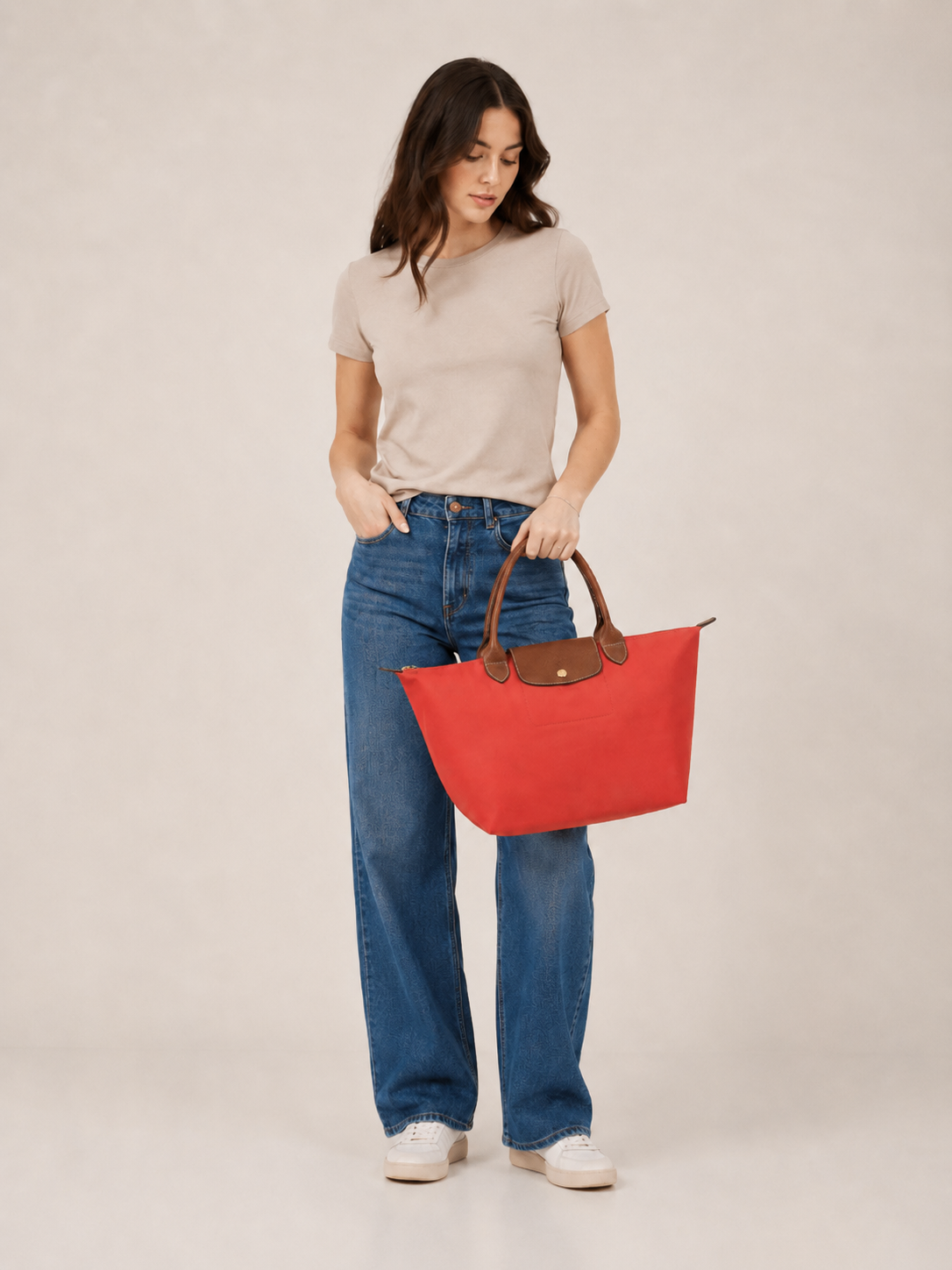 Le Pliage Medium Tote Tomato