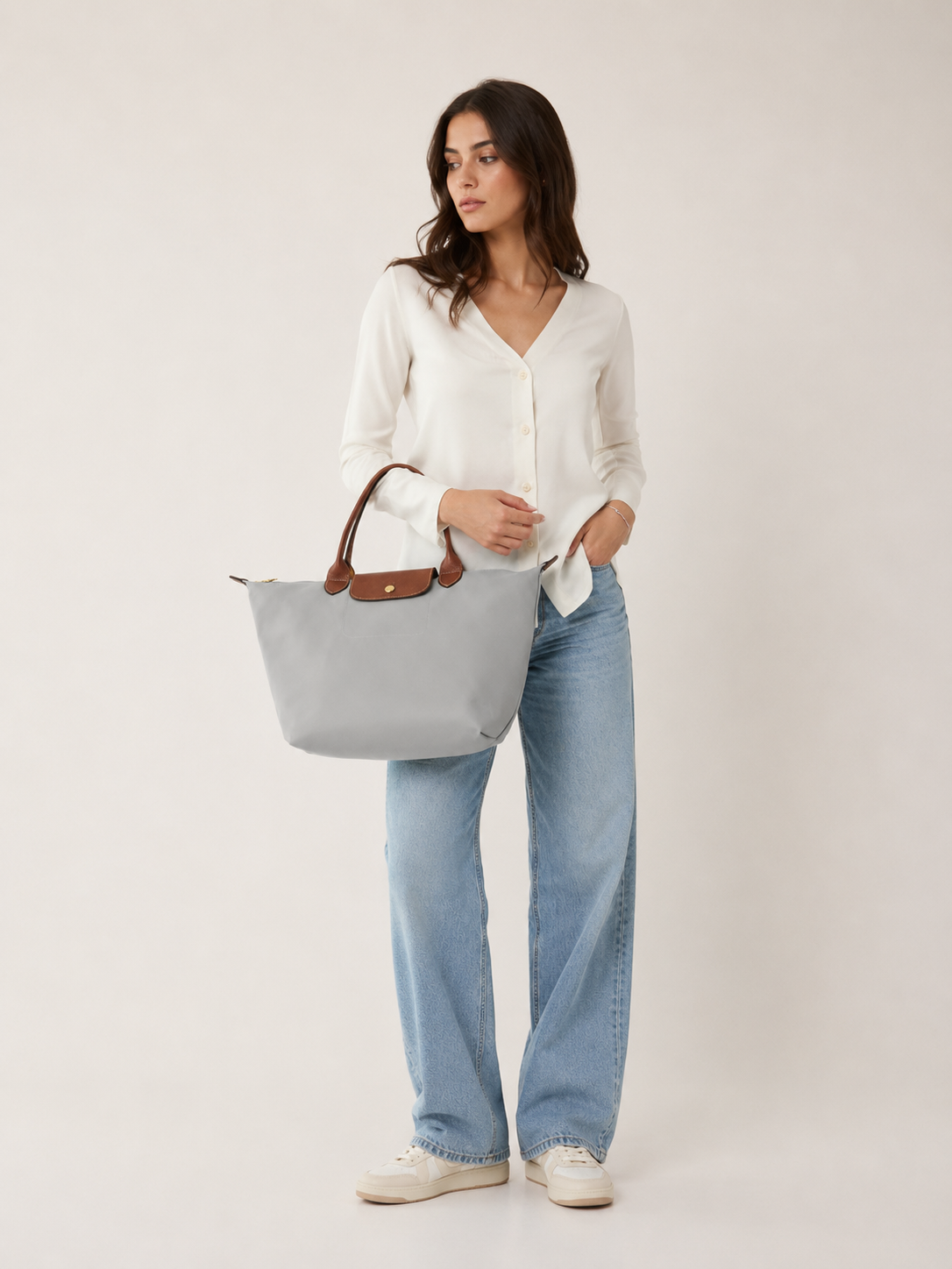 Le Pliage Medium Tote Steel