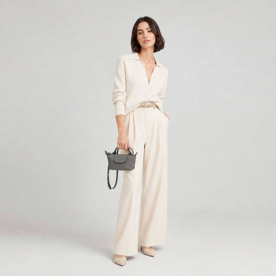 Mini Leather Bag - Grey