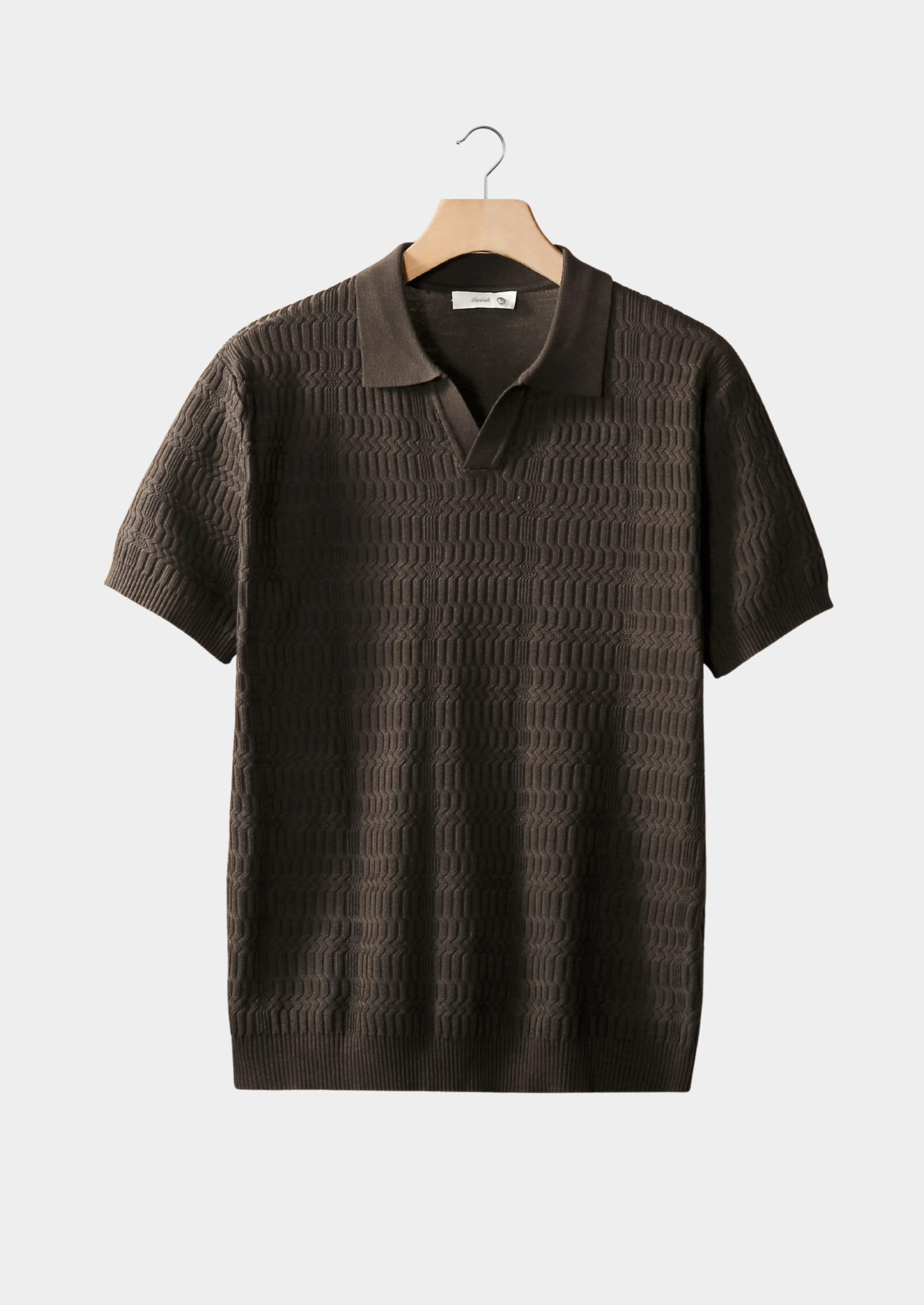 Men's Geometric Knit Buttonless Polo Shirt
