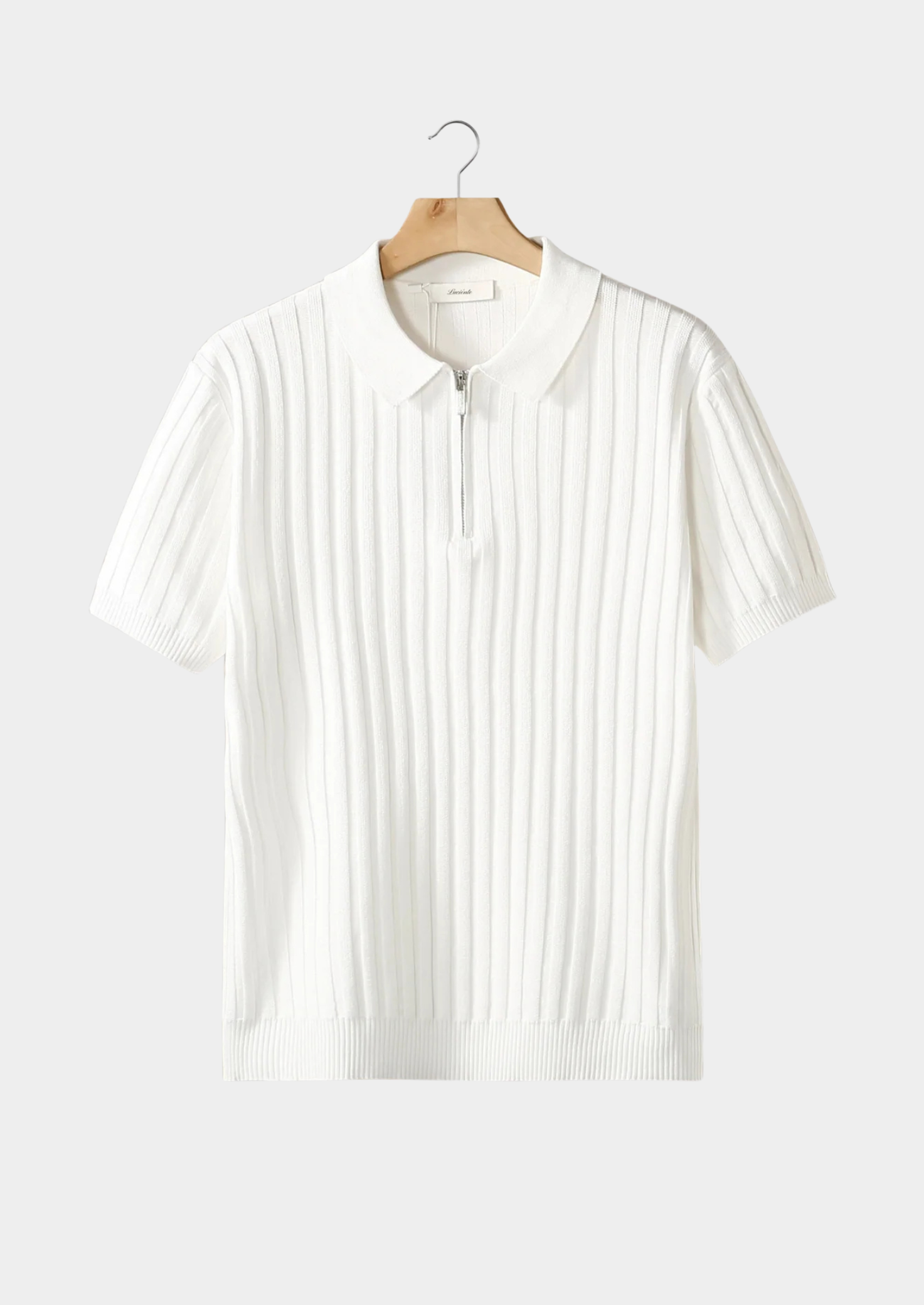 Men's Ribbed Knit Half-Zip Polo Shirt