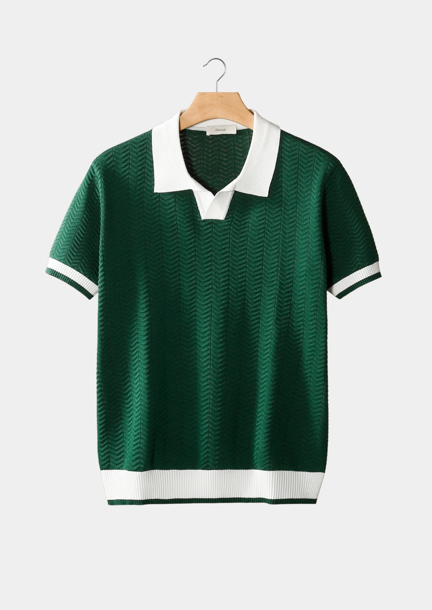 Men's Chevron Knit Contrast Tipped Polo Shirt