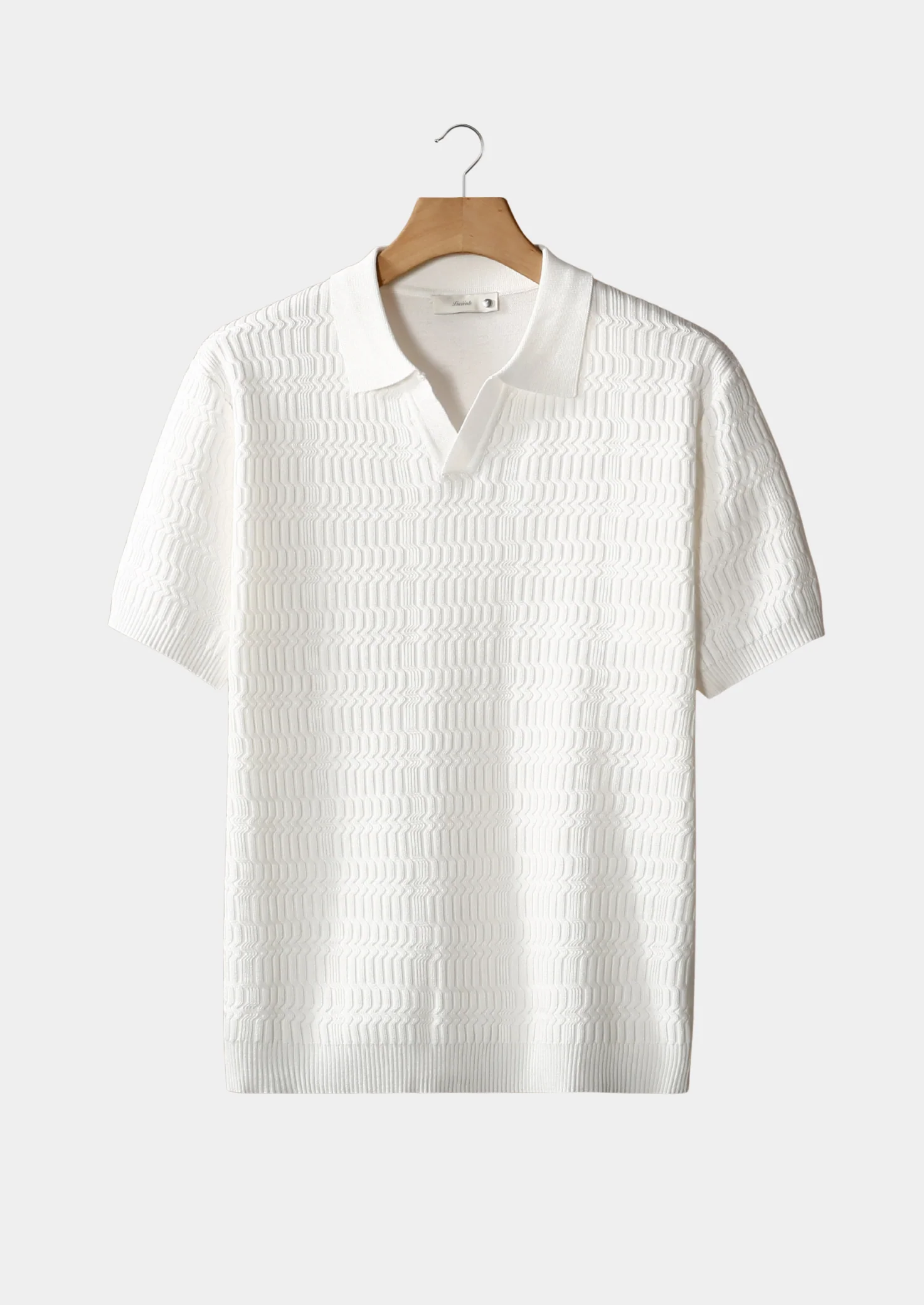 Men's Geometric Knit Buttonless Polo Shirt