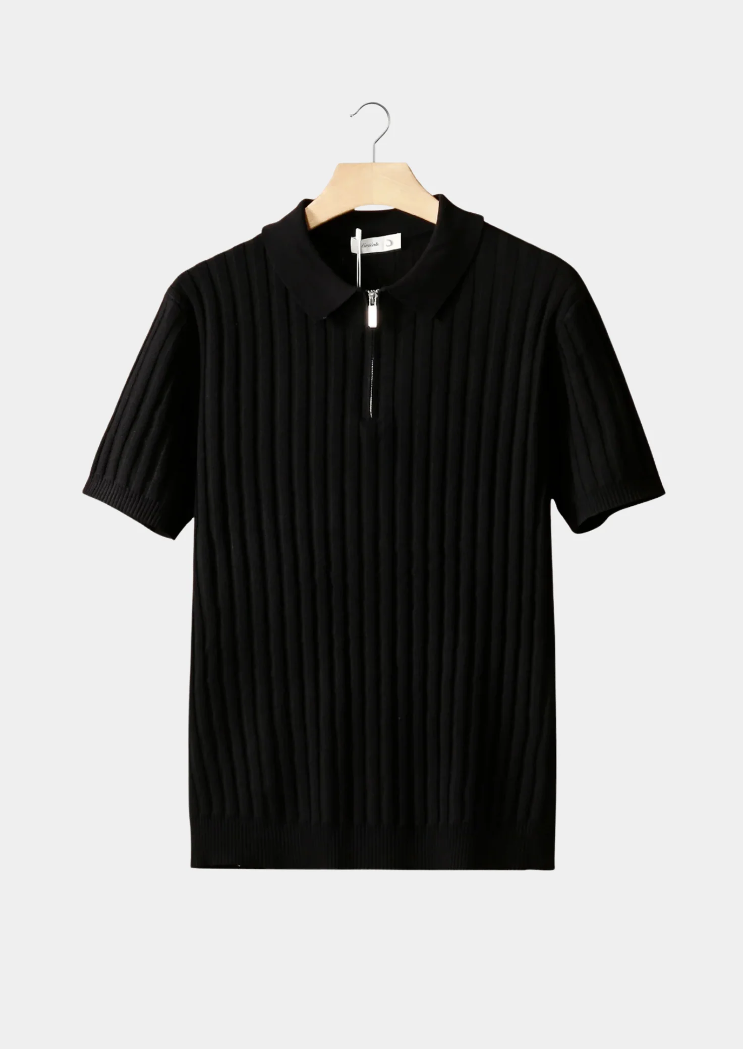 Men's Ribbed Knit Half-Zip Polo Shirt