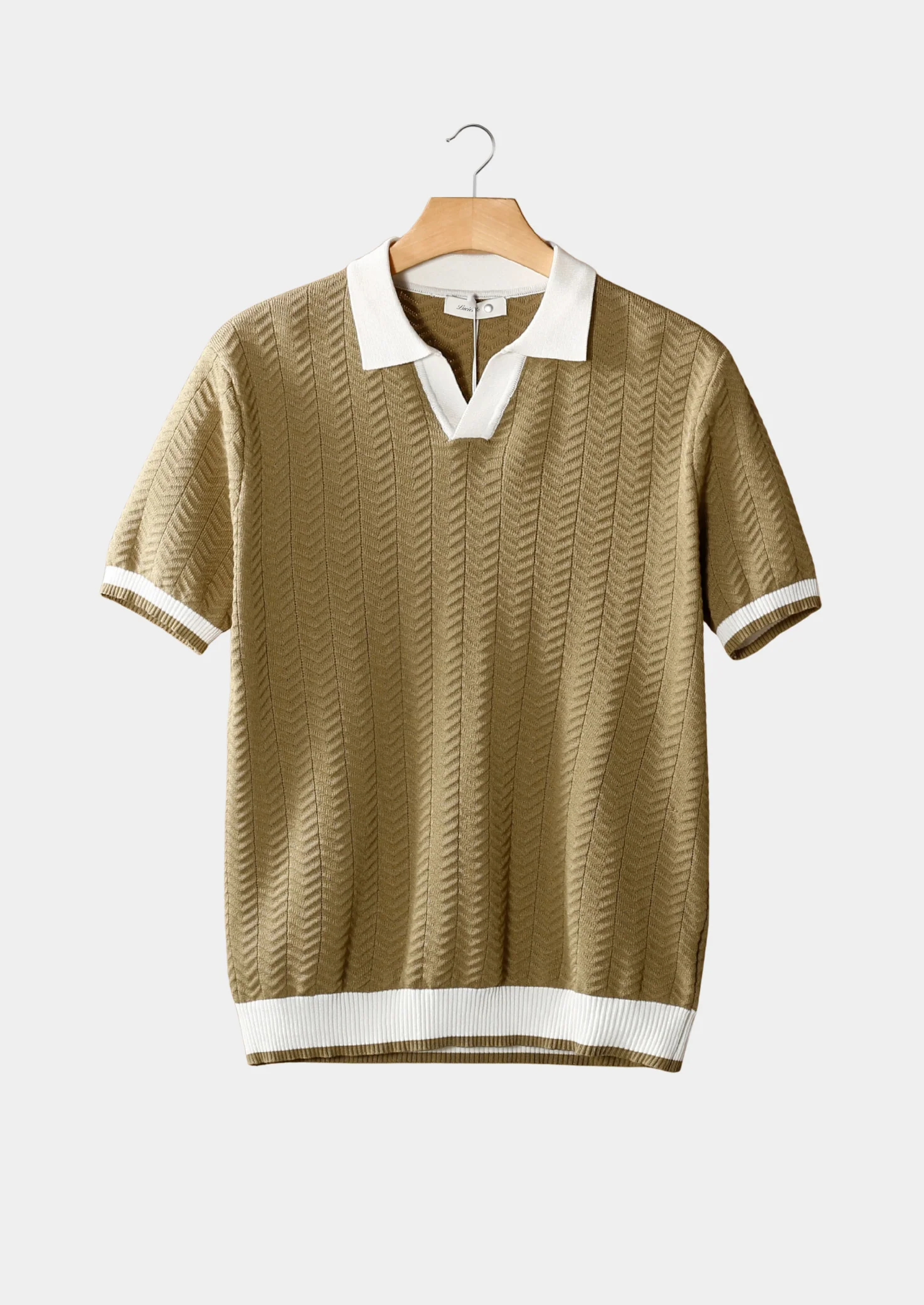 Men's Chevron Knit Contrast Tipped Polo Shirt
